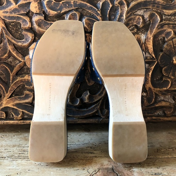 New NWOT Veronica Beard Davina Denim Wooden Heel Clog Sandals Eclipse 6M $330 - Picture 13 of 15